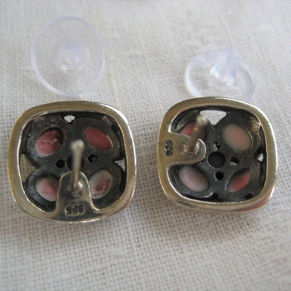 MOP & Sterling Pendant & Earrings with 19" Italy Figaro Chain - Picture 10 of 12